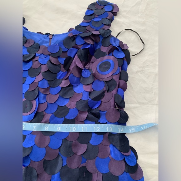 Purple and blue Taffeta leaf paillette disco 80s 90s Formal prom Dress size 6 - Picture 9 of 14